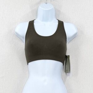 BOODY Active Racerback Sports Bra Olive Green XS Eco Activewear Bamboo Viscose